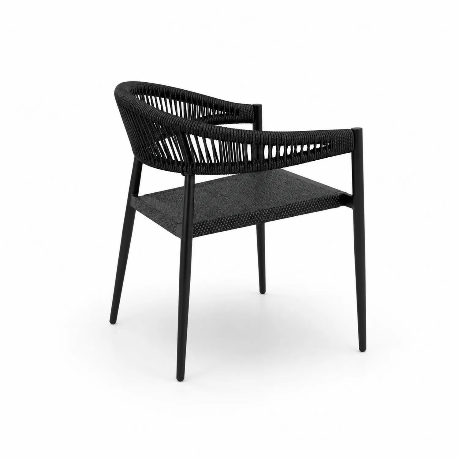 Sedia da giardino in alluminio e corda nera, 56x58x76 cm
