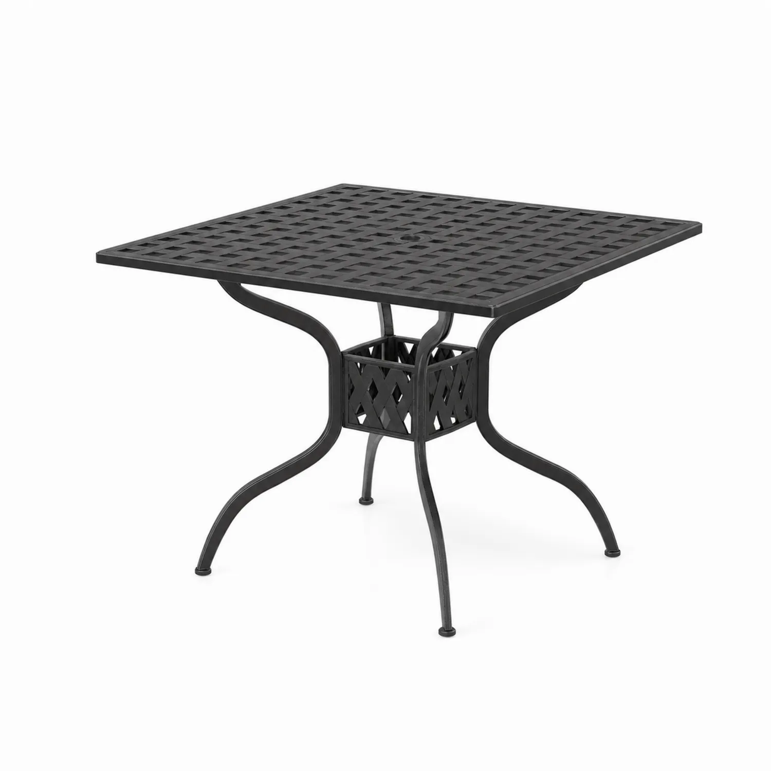 Tavolo da Giardino Quadrato in Metallo 90x90x75 cm Nero
