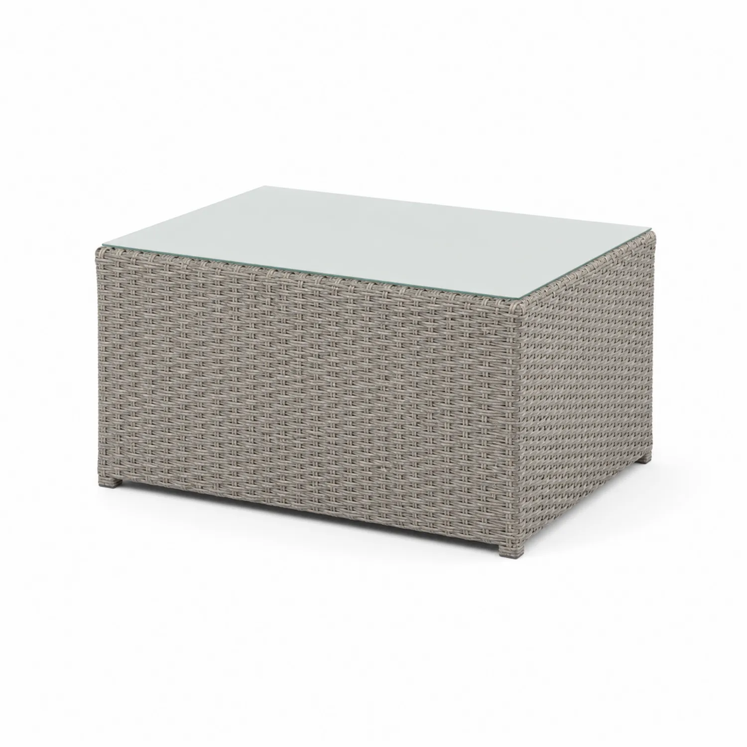 Tavolino in rattan con piano in vetro temperato