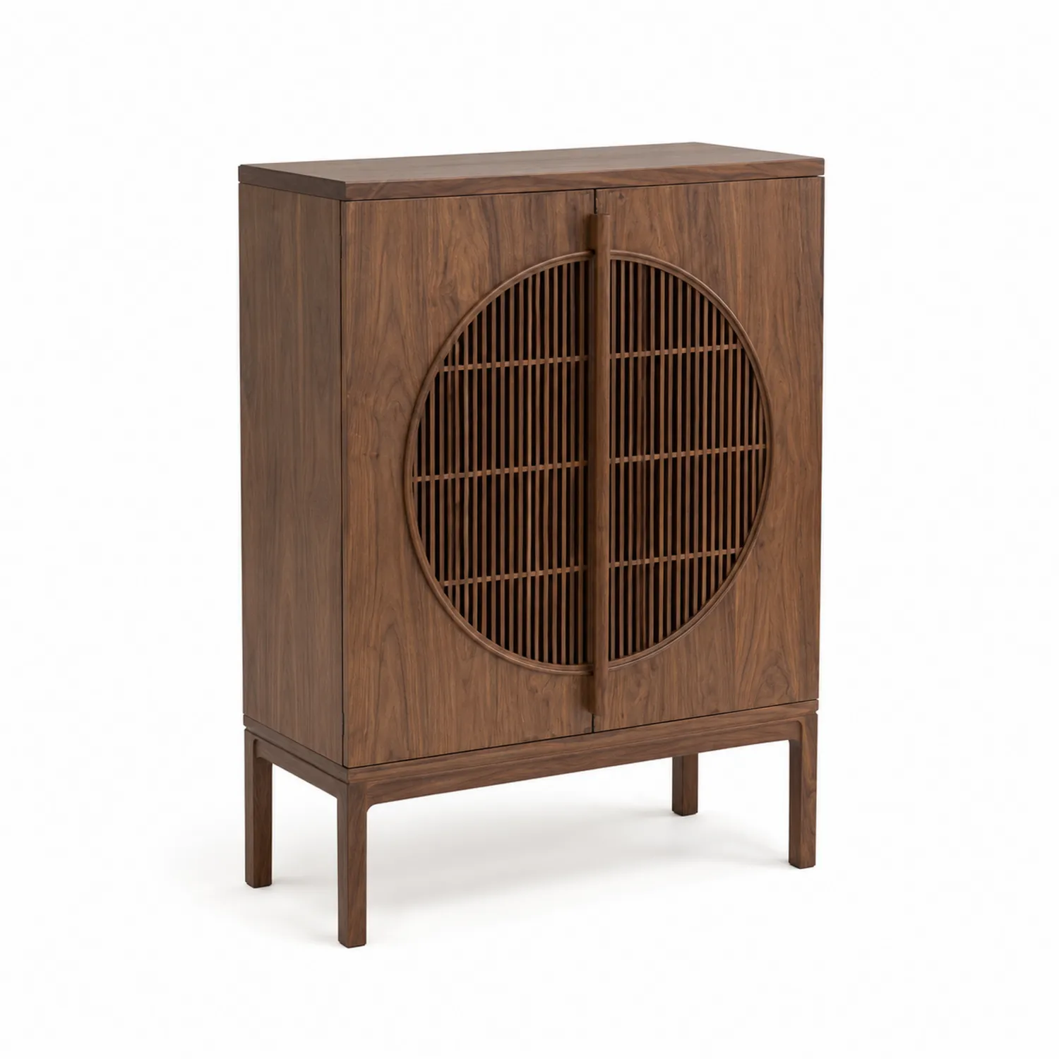 Armadietto in Legno con Porte Circolari, 120 cm, Marrone