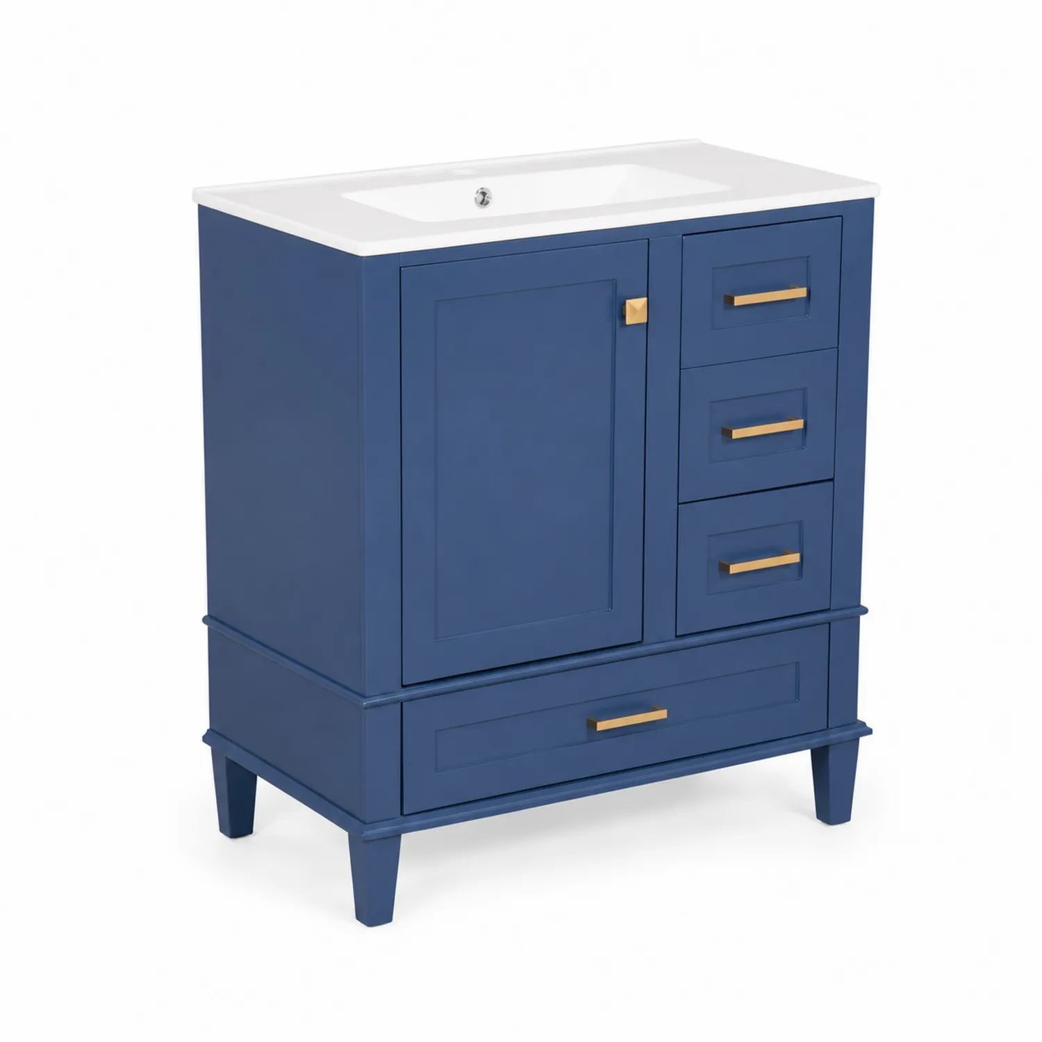 Mobile bagno in MDF blu con lavabo in ceramica