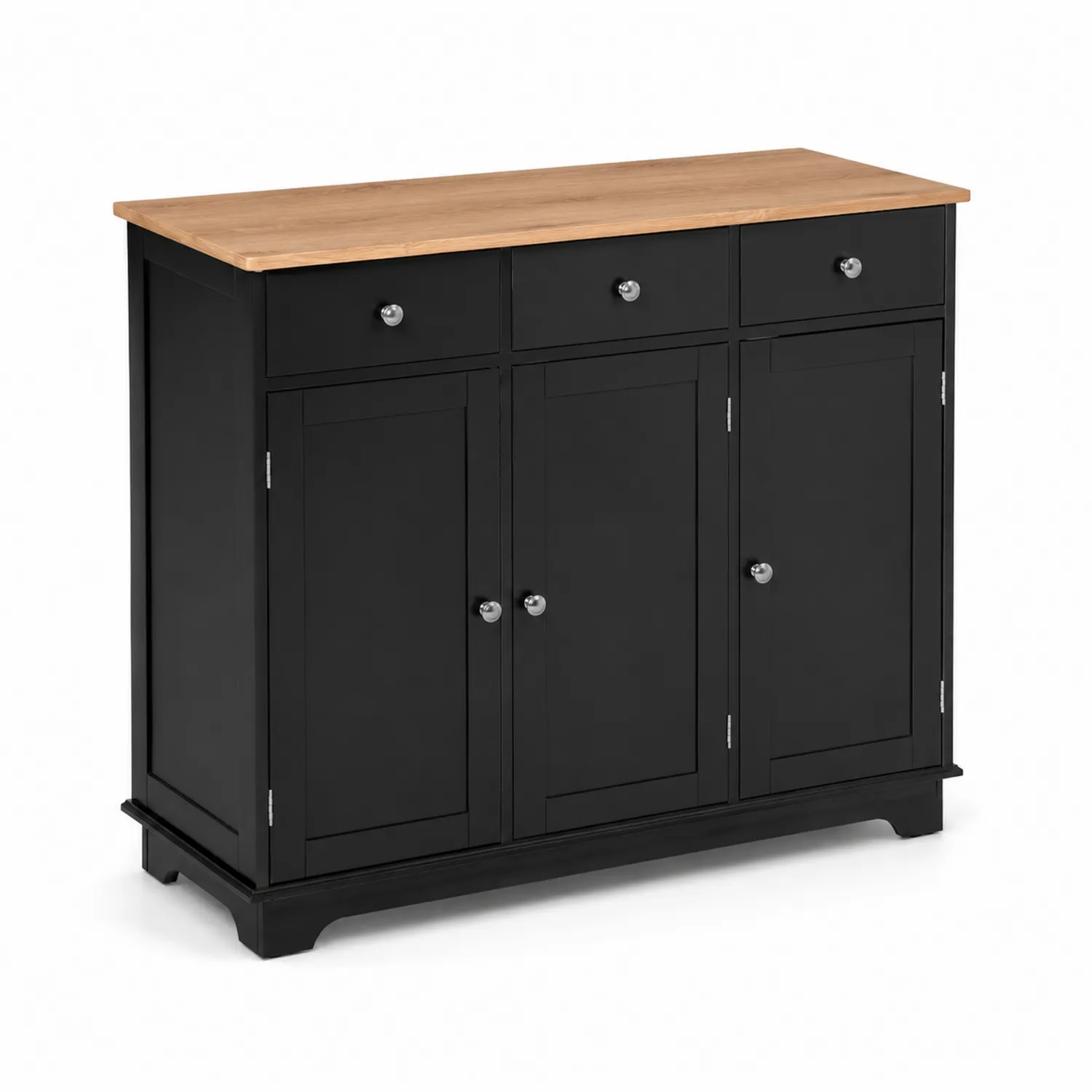 Credenza in Legno con Piano in Quercia e Finitura Nera 120x40x90 cm