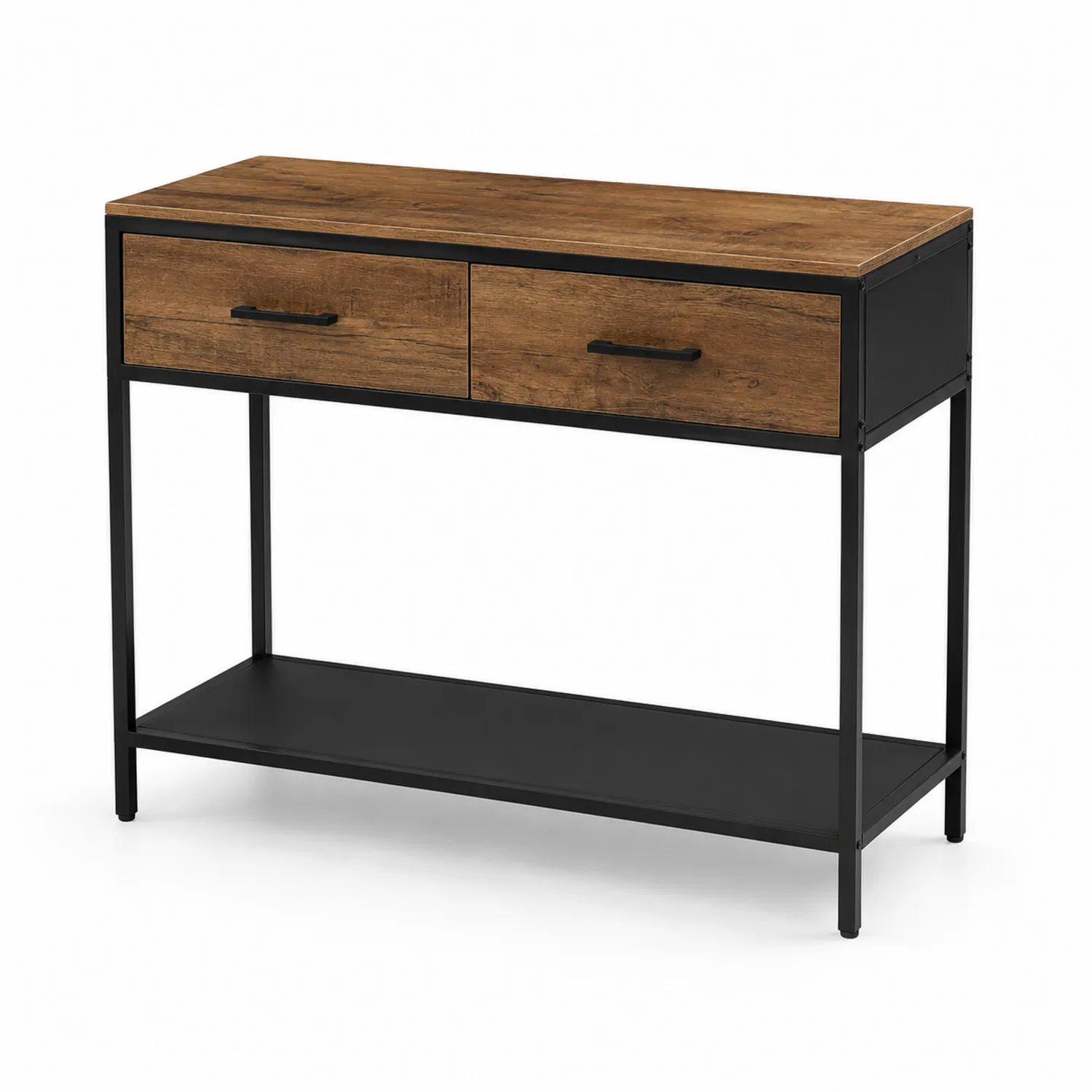 Consolle in Legno e Metallo con 2 Cassetti 100x30x80 cm