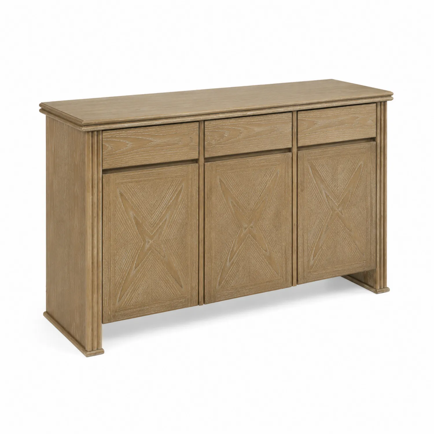 Credenza Rettangolare in Legno di Rovere con Ante Intarsiate 160x45x85 cm