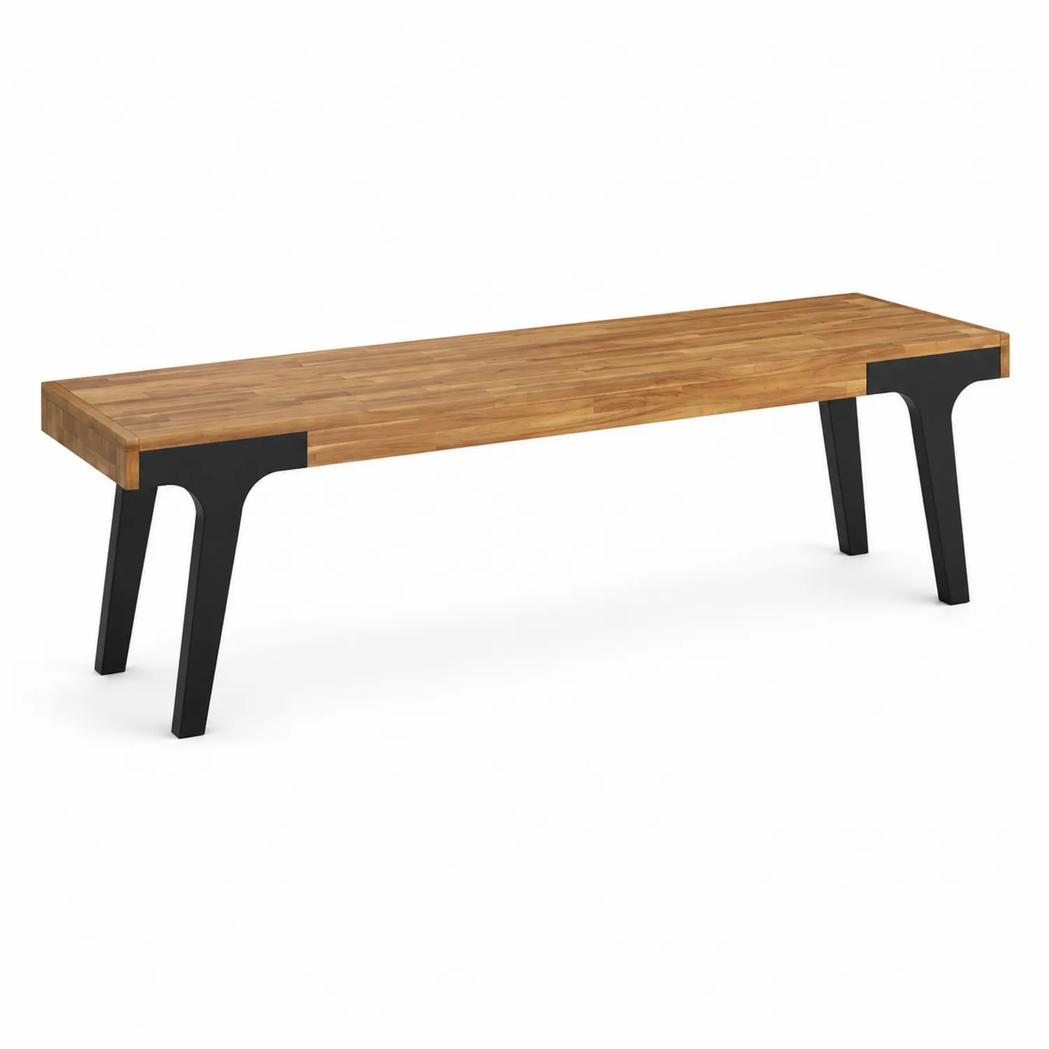 Panca da esterno in legno di acacia e metallo nero