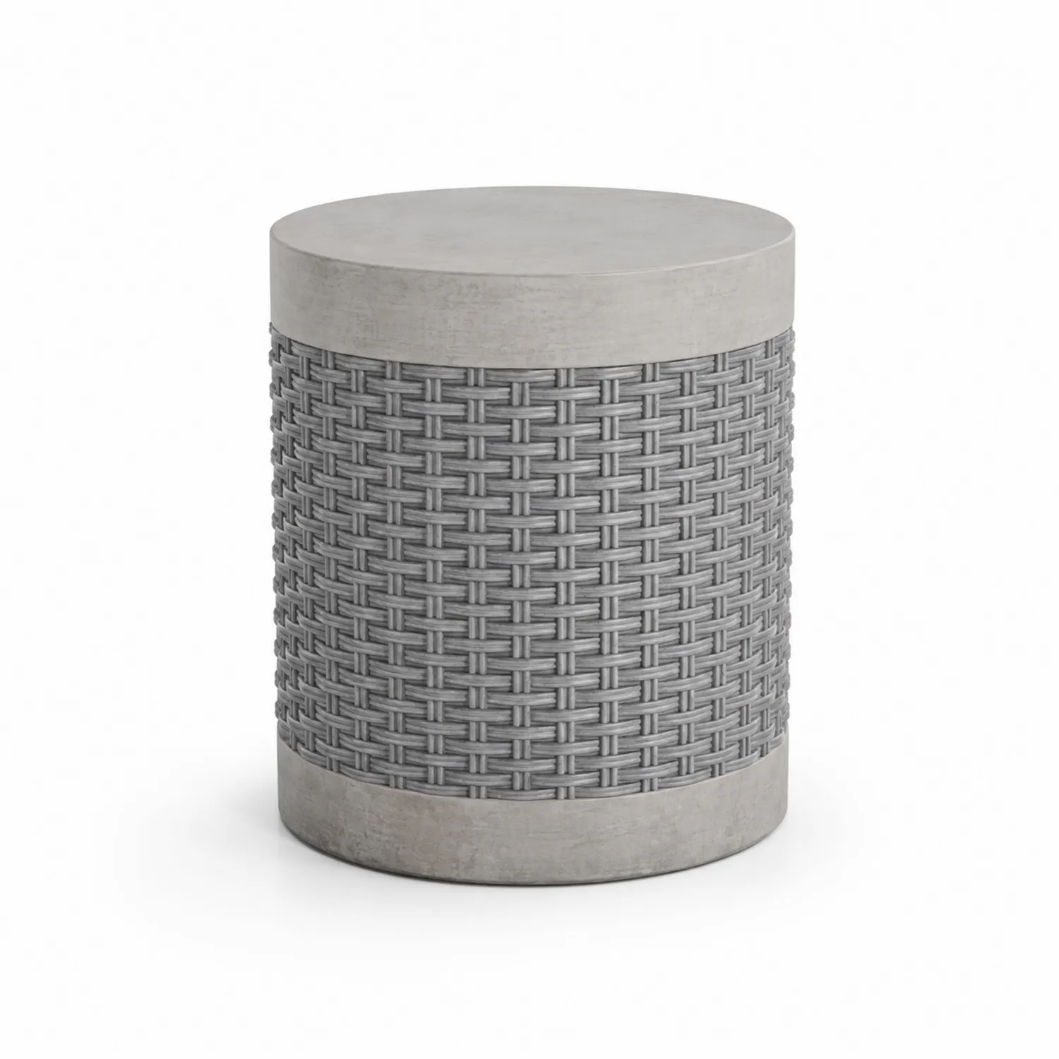 Tavolino laterale in calcestruzzo e rattan sintetico Ø 35 cm