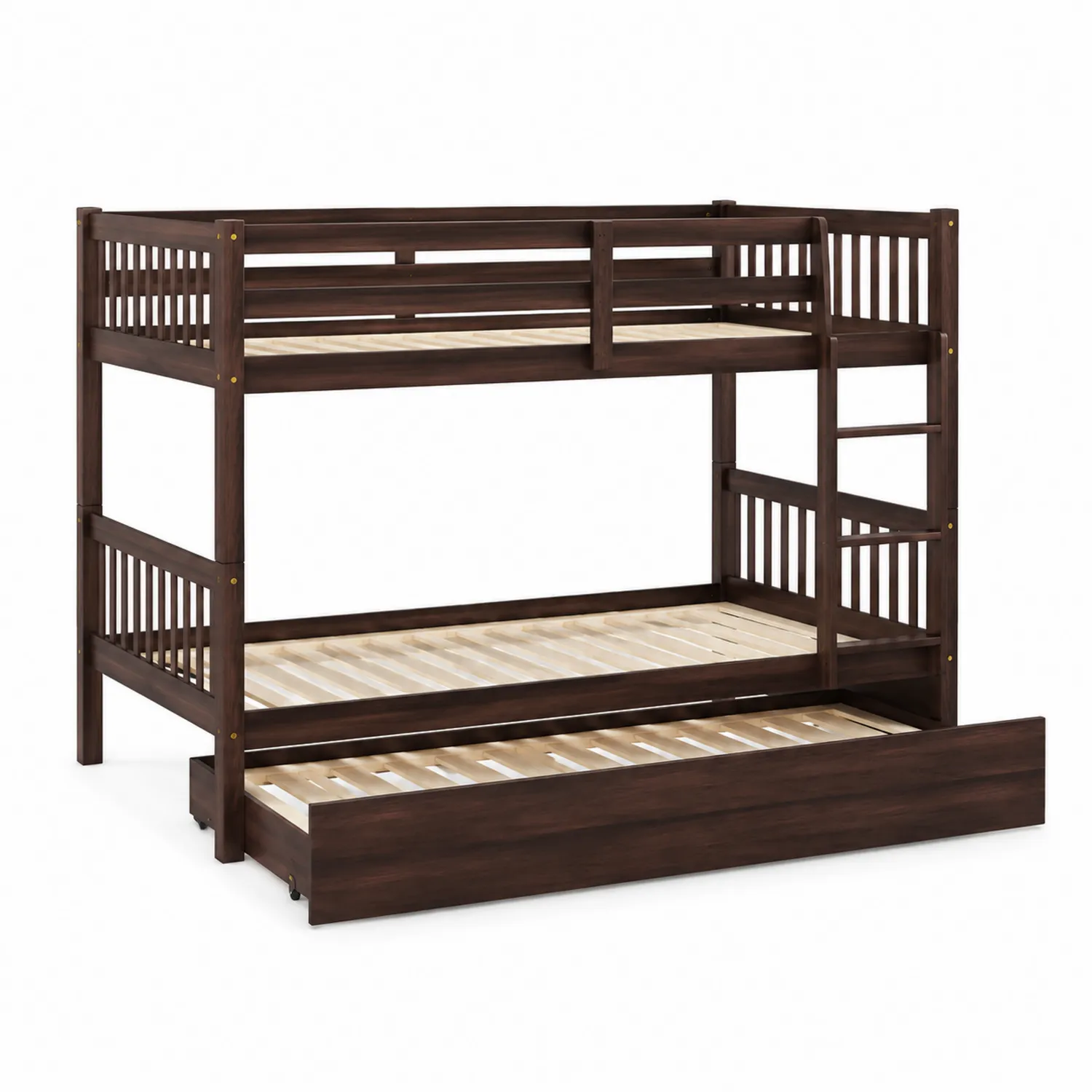 Letto a Castello in Legno di Pino con Cassetto Marrone