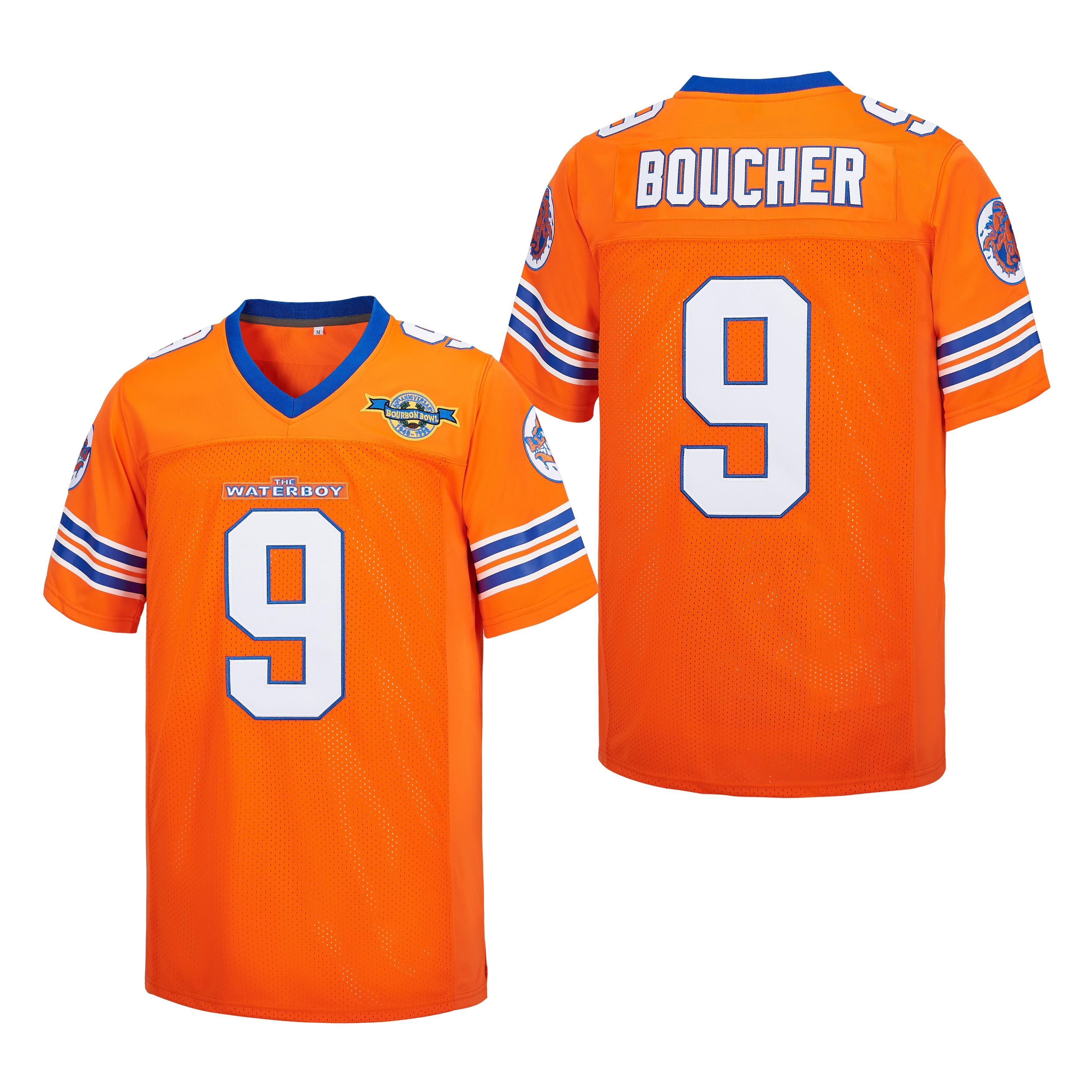 The Waterboy ‘Bobby Boucher’ #9 Football Jersey – 90s Mud Dogs Bourbon Bowl, Adam Sandler Movie 50th Anniversary Jersey, V-Neck Sports Jersey, Perfect Gift for Game Day