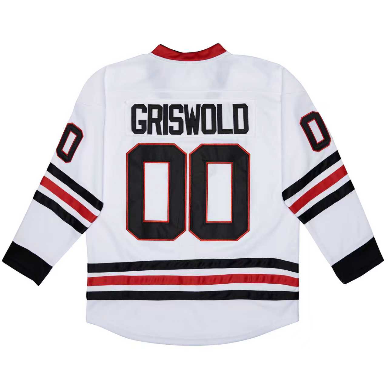 #00 Griswold Christmas Hockey Jersey Embroidered Sportswear Casual Training Long Sleeved Pullover White Game Day