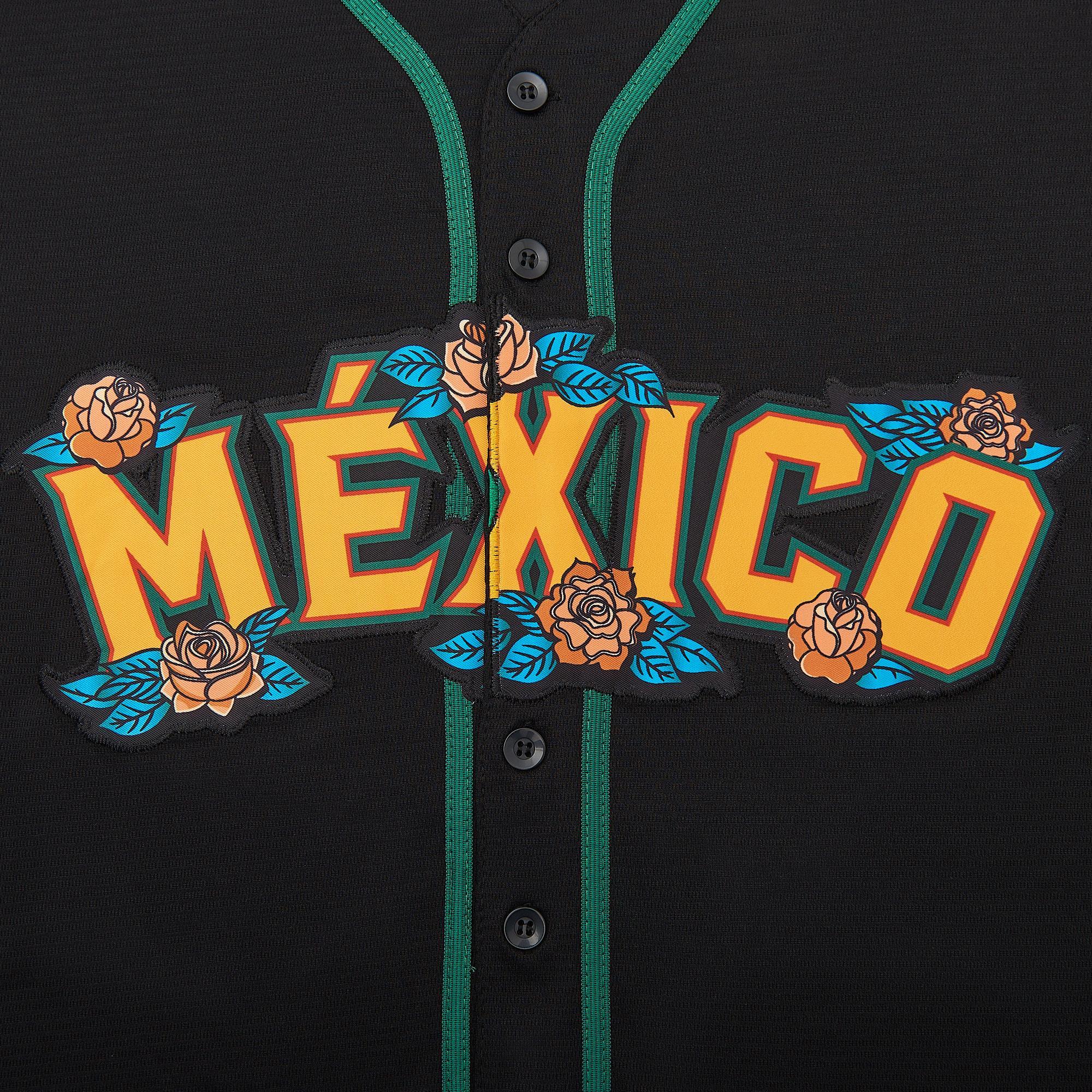 V-Neck Mexico Guadalupe Embroidered Baseball Jersey,Men's Gift,Button Short Sleeve Sports Jersey,Loose Breathable Soft Comfort,Gift for Game Day
