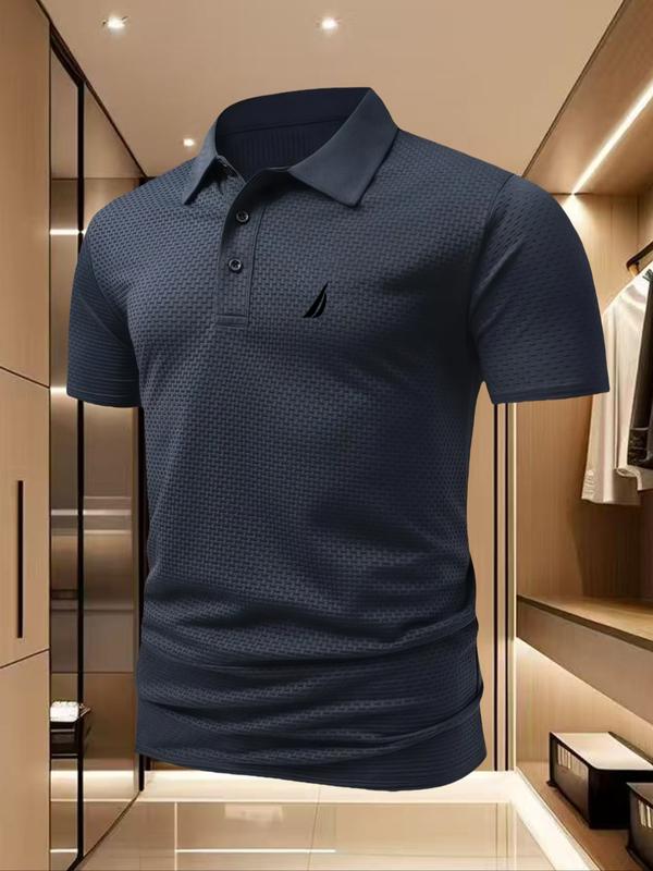 Polo para Hombre Ice Cool de Secado Rápido, con Patrón Geométrico, Mezcla de Poliéster y Elastano, Transpirable para el Verano, Ideal para Deportes de Alta Intensidad y Estilo Casual Ajustado.