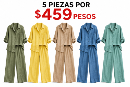 Conjunto de 2 piezas para mujer: camisa lisa y pantalón ancho | Cómodo y transpirable | Moda casual para primavera y otoño