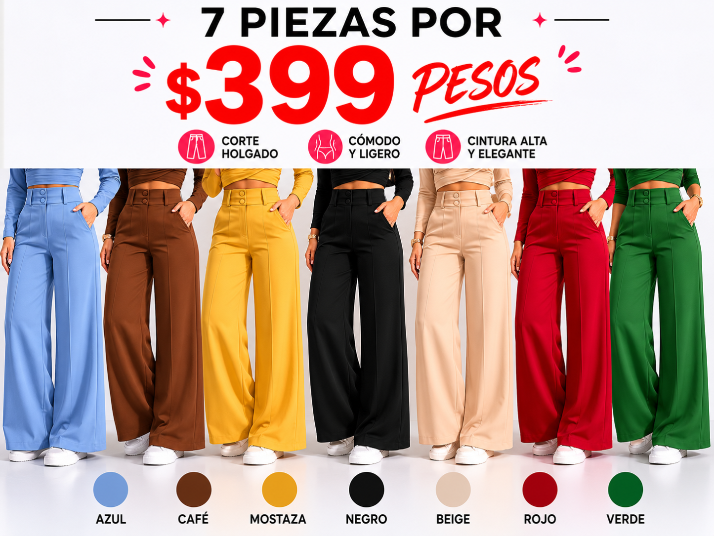 Pantalón Palazzo de Mujer con Doble Botonadura | Cómodo, Elegante y Versátil | Ideal para Oficina y Uso Diario