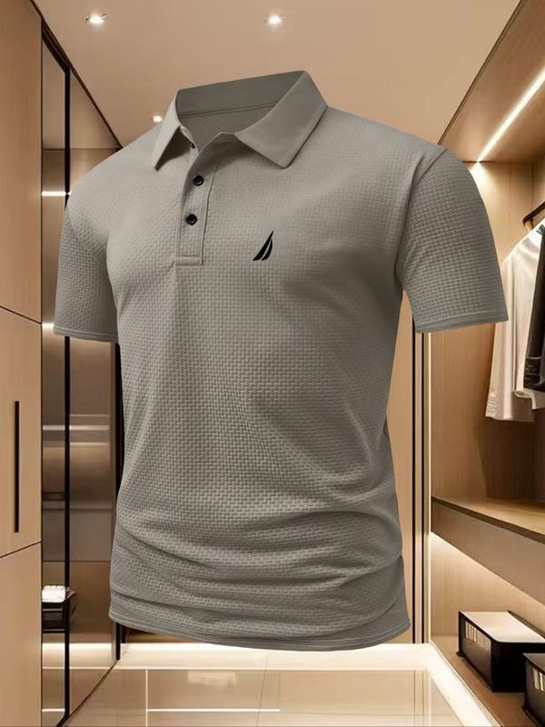 Polo para Hombre Ice Cool de Secado Rápido, con Patrón Geométrico, Mezcla de Poliéster y Elastano, Transpirable para el Verano, Ideal para Deportes de Alta Intensidad y Estilo Casual Ajustado.