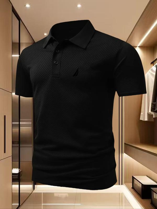 Polo para Hombre Ice Cool de Secado Rápido, con Patrón Geométrico, Mezcla de Poliéster y Elastano, Transpirable para el Verano, Ideal para Deportes de Alta Intensidad y Estilo Casual Ajustado.