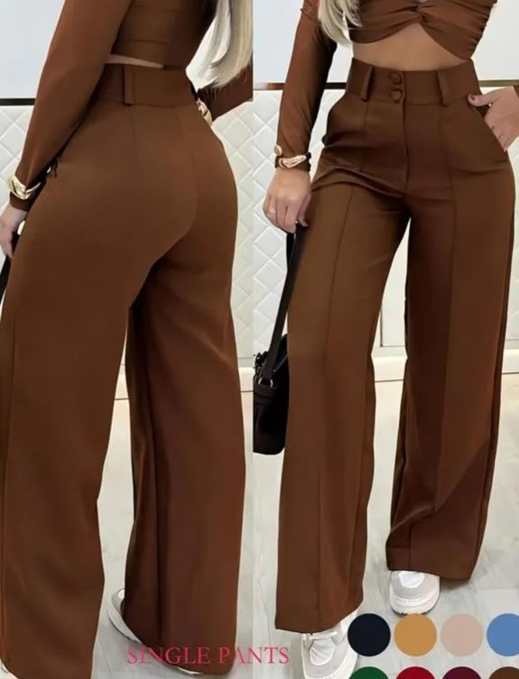 Pantalón Palazzo de Mujer con Doble Botonadura | Cómodo, Elegante y Versátil | Ideal para Oficina y Uso Diario