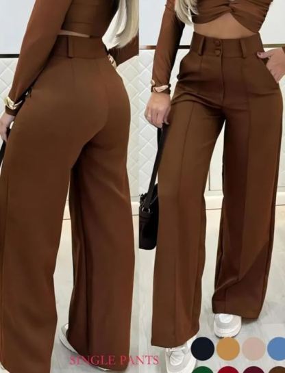 Pantalón Palazzo de Mujer con Doble Botonadura | Cómodo, Elegante y Versátil | Ideal para Oficina y Uso Diario