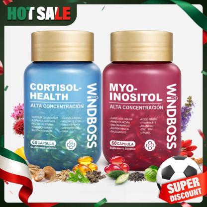 WindBoss Combo Multivitamínico de Soporte para Cortisol y Myo-Inositol - Suplemento Todo-en-Uno de Fuerza Extra, con Magnesio, Ashwagandha KSM-66 y L-Teanina, ¡Nuevo Formato! 1 pieza - Oferta Especial