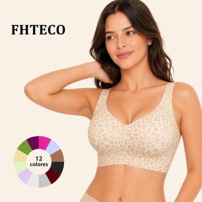 （Versión avanzada）Sujetador push-up sin costuras FHTECO para mujer, diseño tipo gelatina, sin abultamientos, suaviza y realza, tirantes ajustables, tejido transpirable, cosido reforzado, sin aros, ideal para el trabajo, el fitness, citas y viajes.