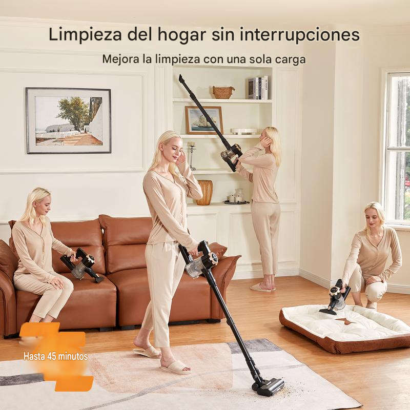 La aspiradora inalámbrica Trucozie T350 presenta un diseño ligero 8 en 1 con hasta 45 minutos de autonomía y una potente succión de 33 kPa. Esta aspiradora inalámbrica recargable es ideal para alfombras, baldosas, pelo de mascotas y suelos de madera.