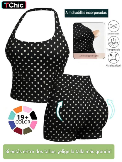 Conjuntos deportivos sin costuras para mujer, top halter y shorts deportivos fruncidos, ropa deportiva transpirable de secado rápido para yoga, gimnasio, entrenamiento y correr, ropa deportiva femenina para el verano.