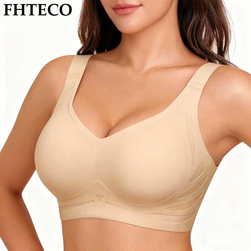 （Versión avanzada）Sujetador push-up sin costuras FHTECO para mujer, diseño tipo gelatina, sin abultamientos, suaviza y realza, tirantes ajustables, tejido transpirable, cosido reforzado, sin aros, ideal para el trabajo, el fitness, citas y viajes.
