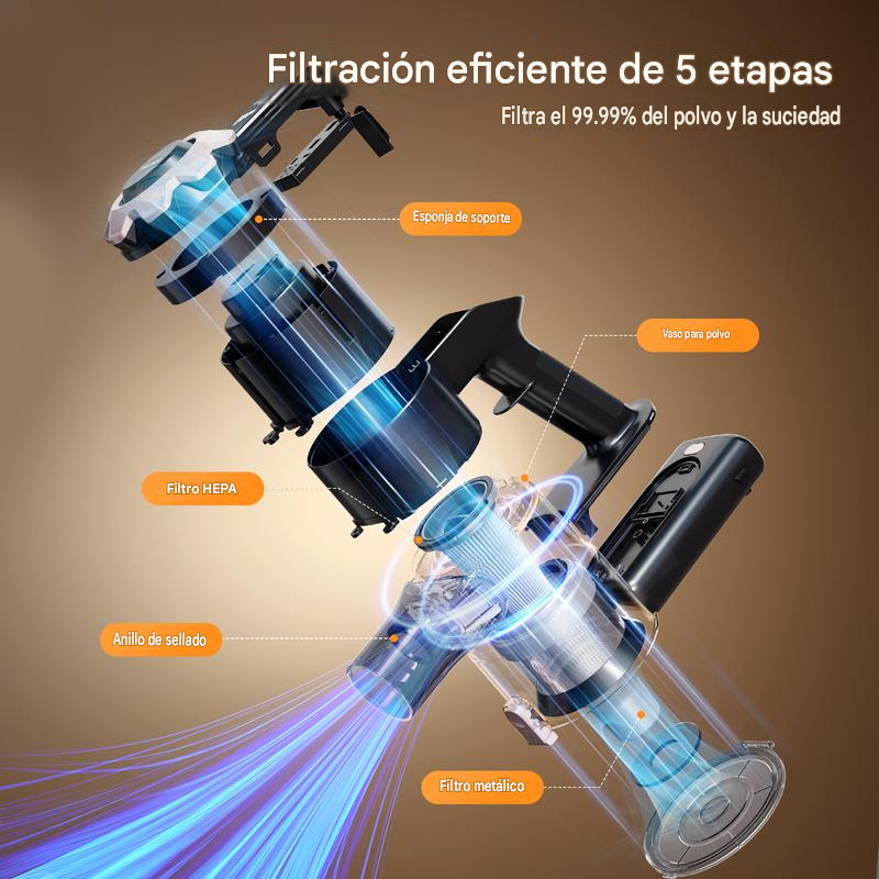 La aspiradora inalámbrica Trucozie T350 presenta un diseño ligero 8 en 1 con hasta 45 minutos de autonomía y una potente succión de 33 kPa. Esta aspiradora inalámbrica recargable es ideal para alfombras, baldosas, pelo de mascotas y suelos de madera.