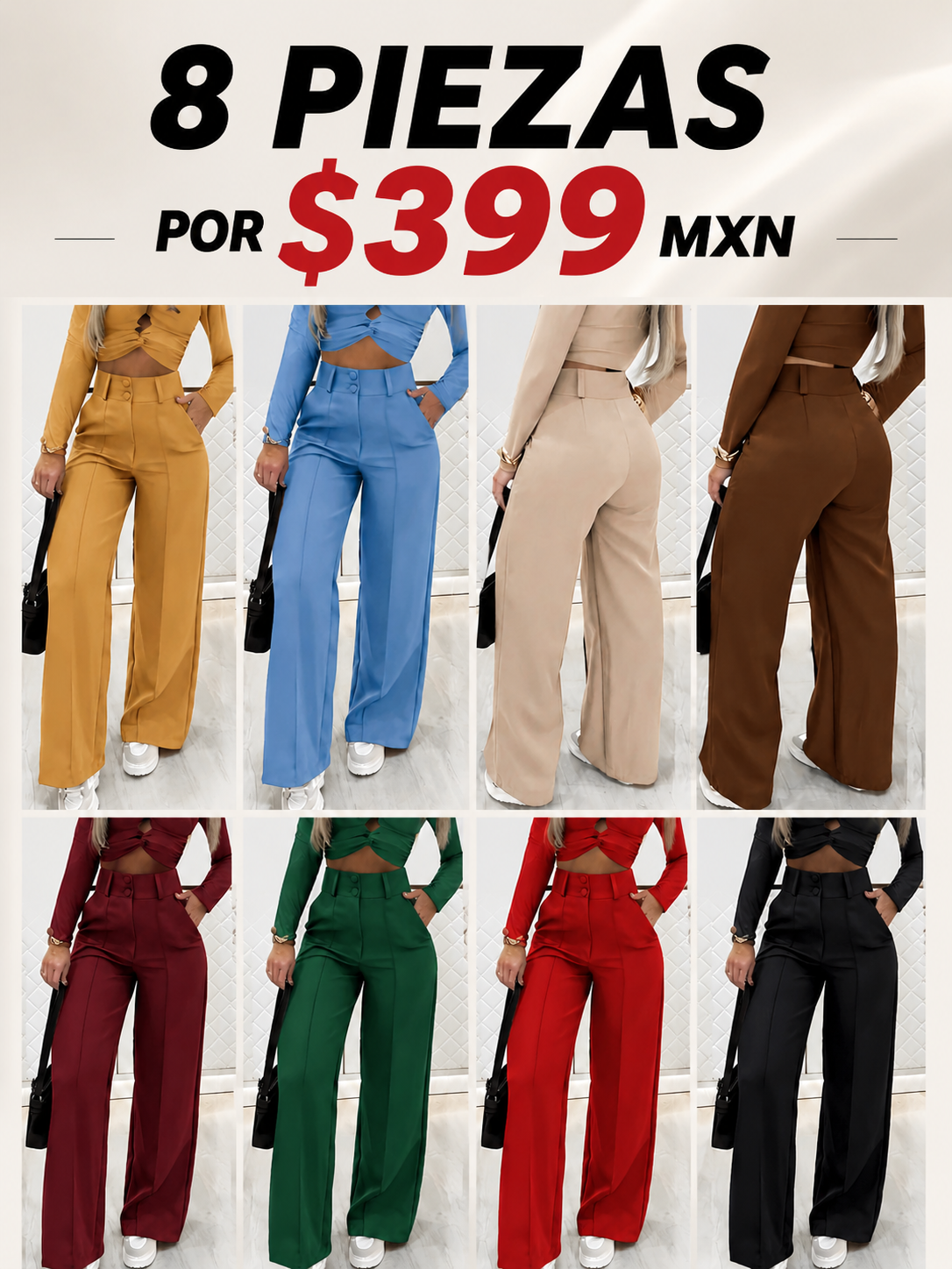 Simple double-breasted wide trousers, Informal Flap Pocket, a versatile essential for commuting, Comfortable Casual Pants