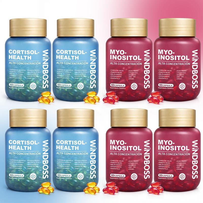 WindBoss Combo Multivitamínico de Soporte para Cortisol y Myo-Inositol - Suplemento Todo-en-Uno de Fuerza Extra, con Magnesio, Ashwagandha KSM-66 y L-Teanina, ¡Nuevo Formato! 1 pieza - Oferta Especial