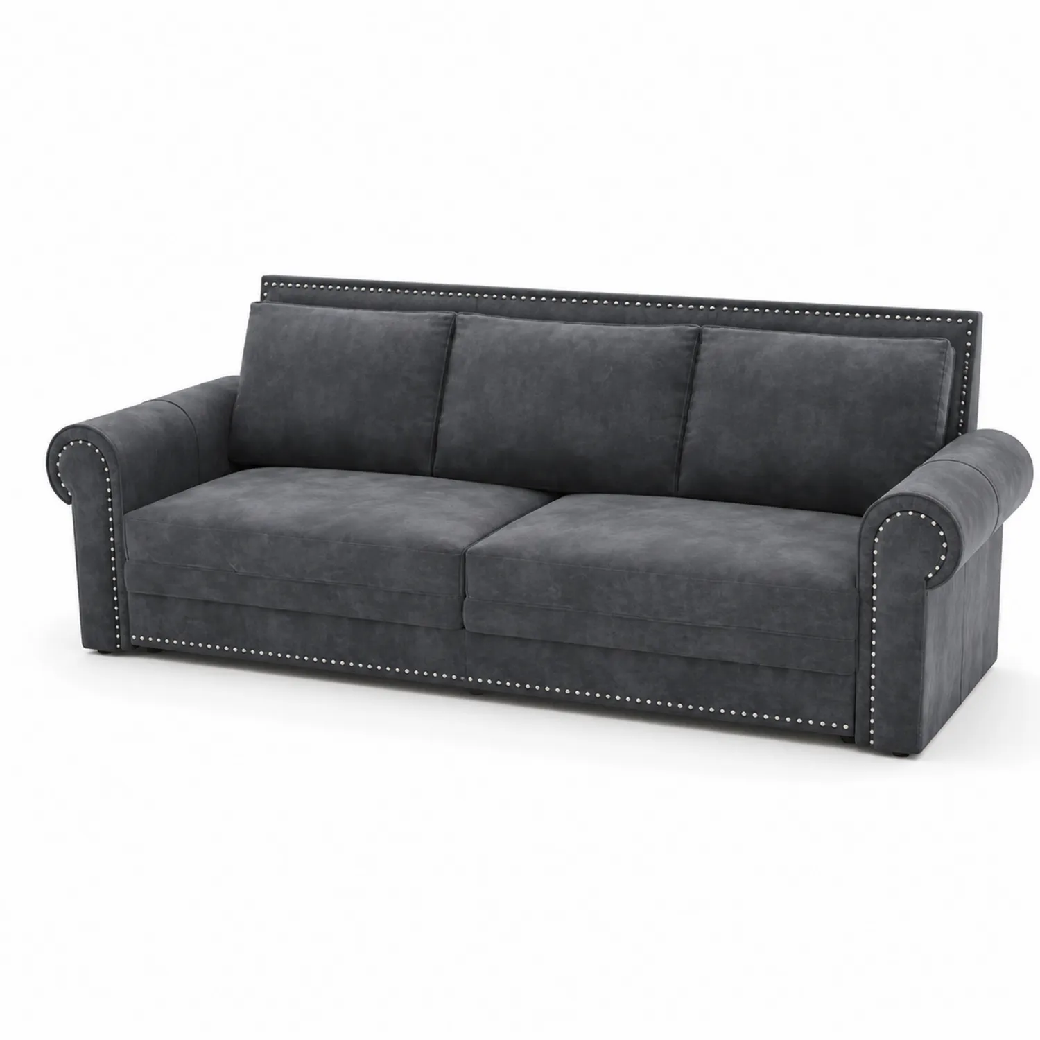 Canapé 3 places en tissu polyester Gris-Belcouratelier