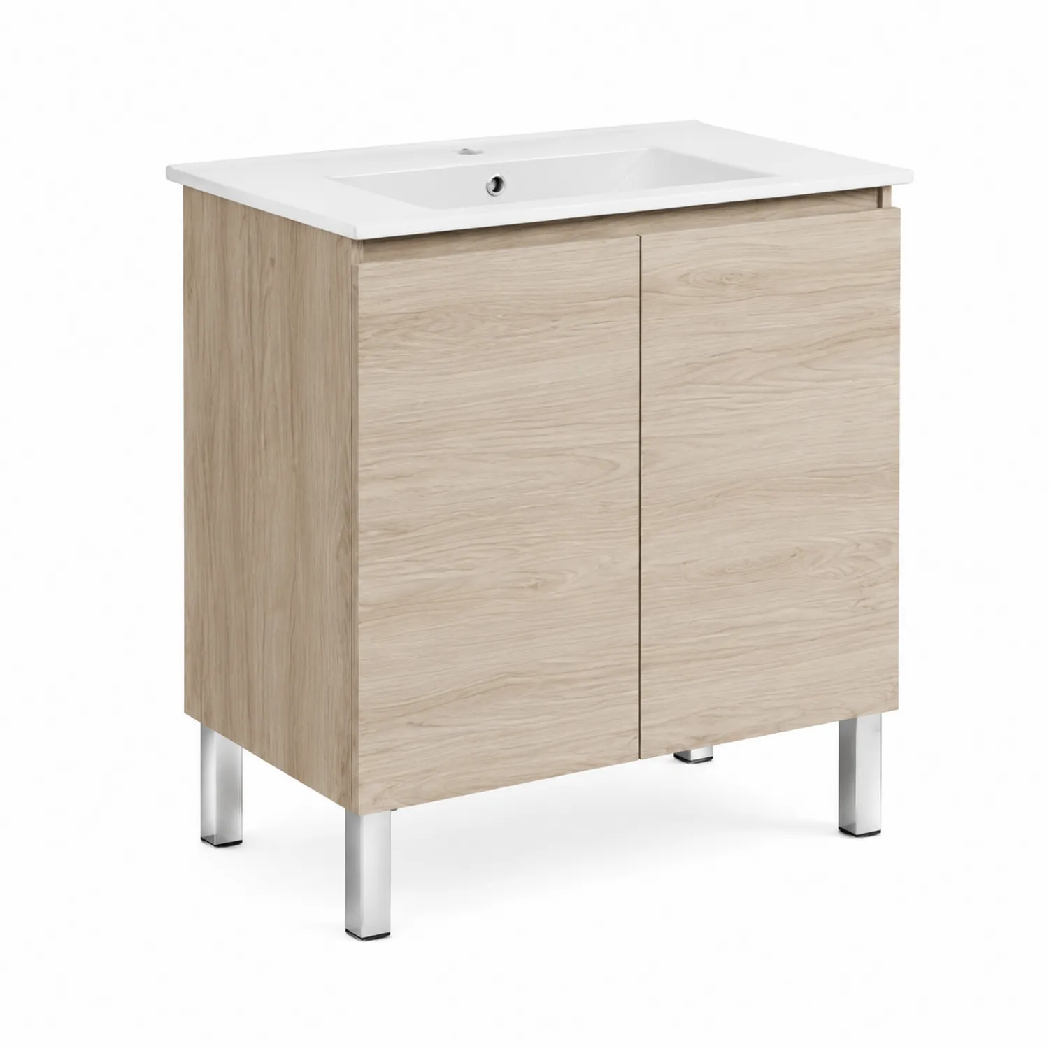 Meuble lavabo en bois avec vasque céramique chêne clair-Belcouratelier