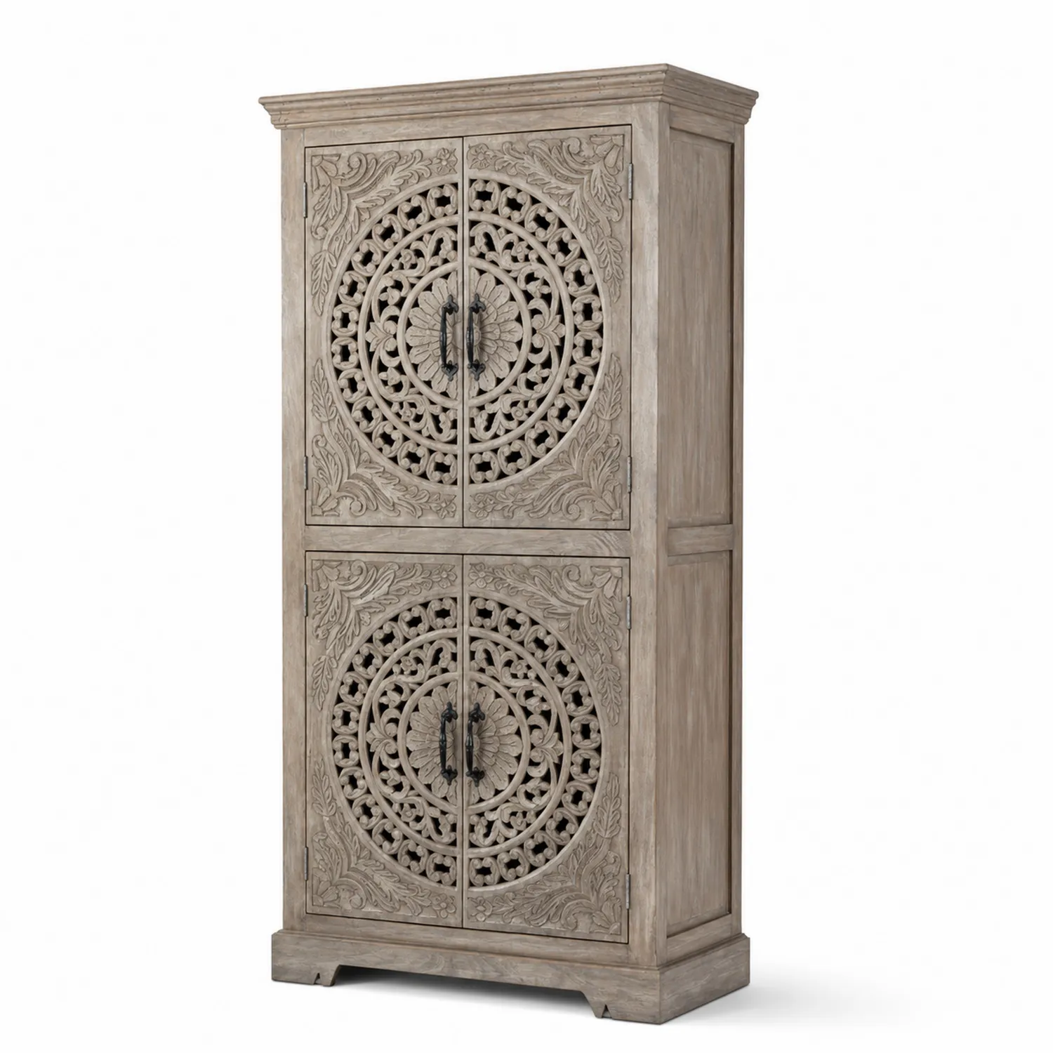 Armoire en bois massif avec motifs sculptés 180 cm-Belcouratelier