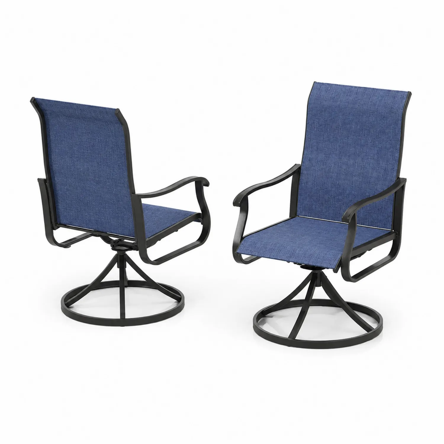 Chaises de jardin pivotantes en métal et tissu polyester - Lot de 2-Belcouratelier