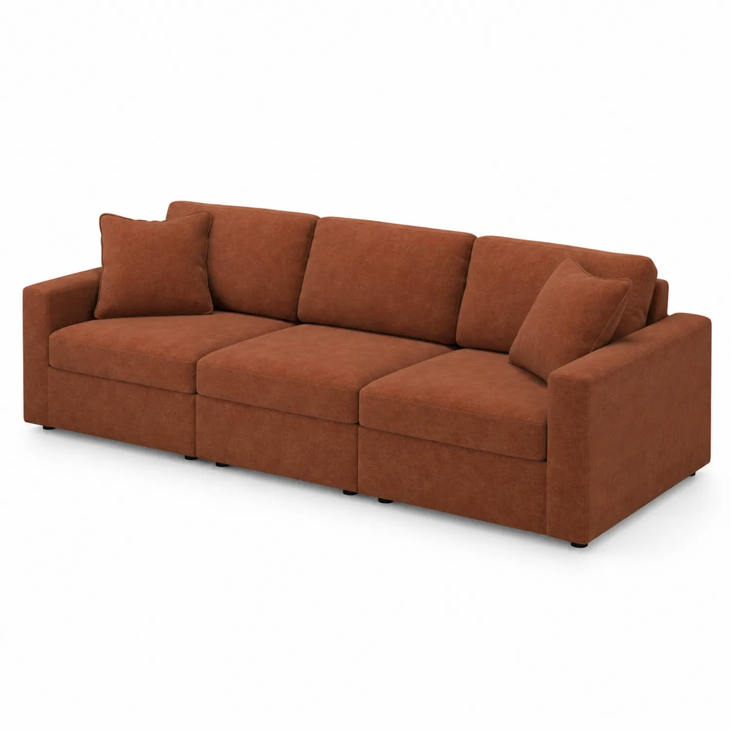 Canapé modulable en tissu lin marron 300x95x85 cm-Belcouratelier