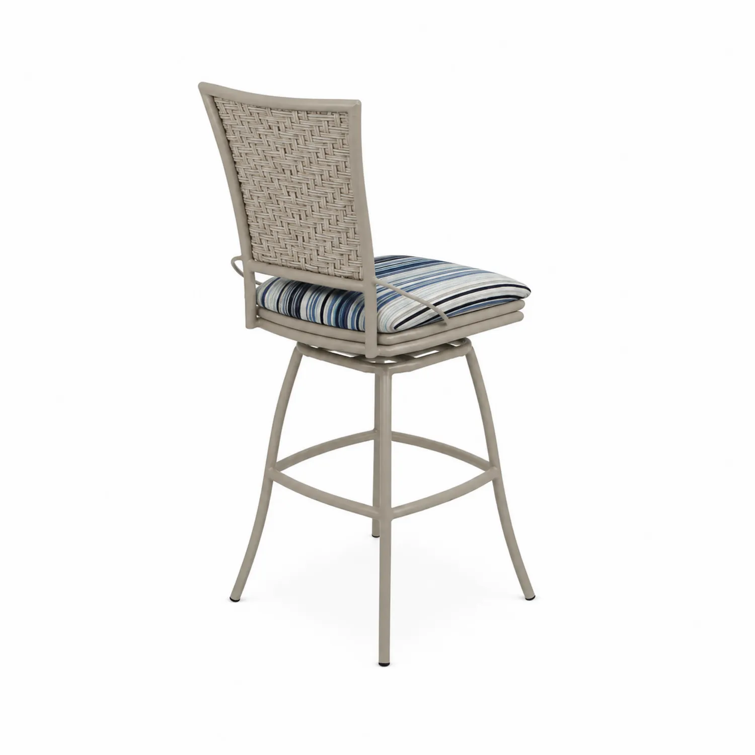 Tabouret de bar en métal avec coussin rayé bleu-Belcouratelier