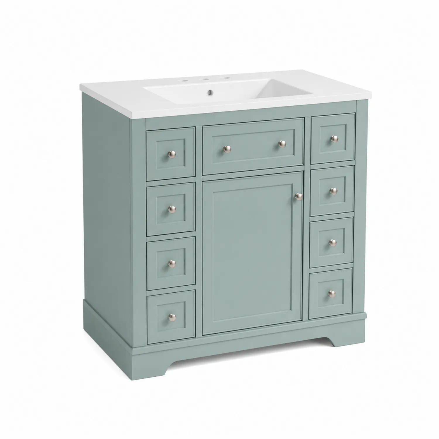 Meuble lavabo simple salle de bain en MDF et résine, 80x50x84 cm, Vert-Belcouratelier