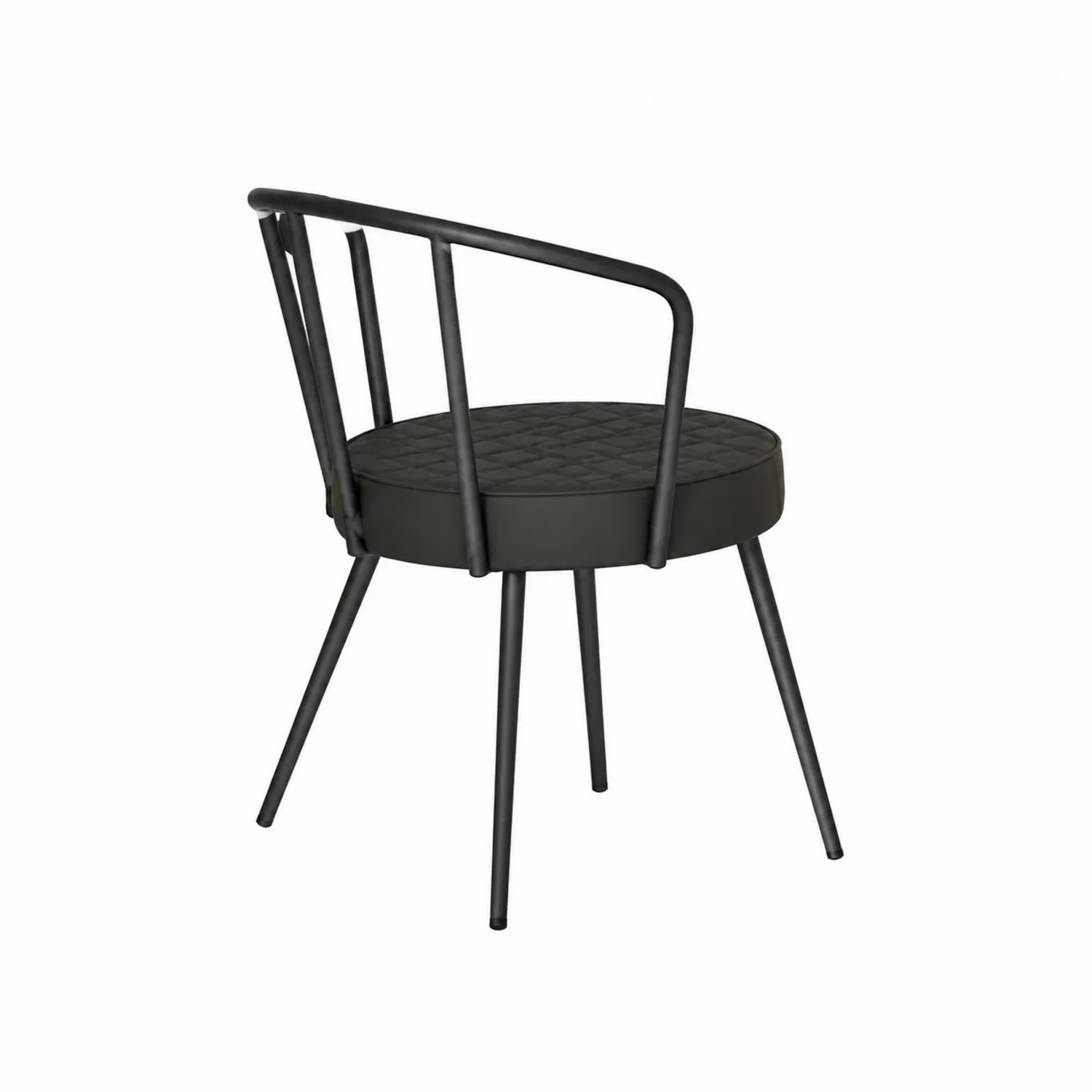 Chaise en métal noir avec assise ronde en similicuir-Belcouratelier