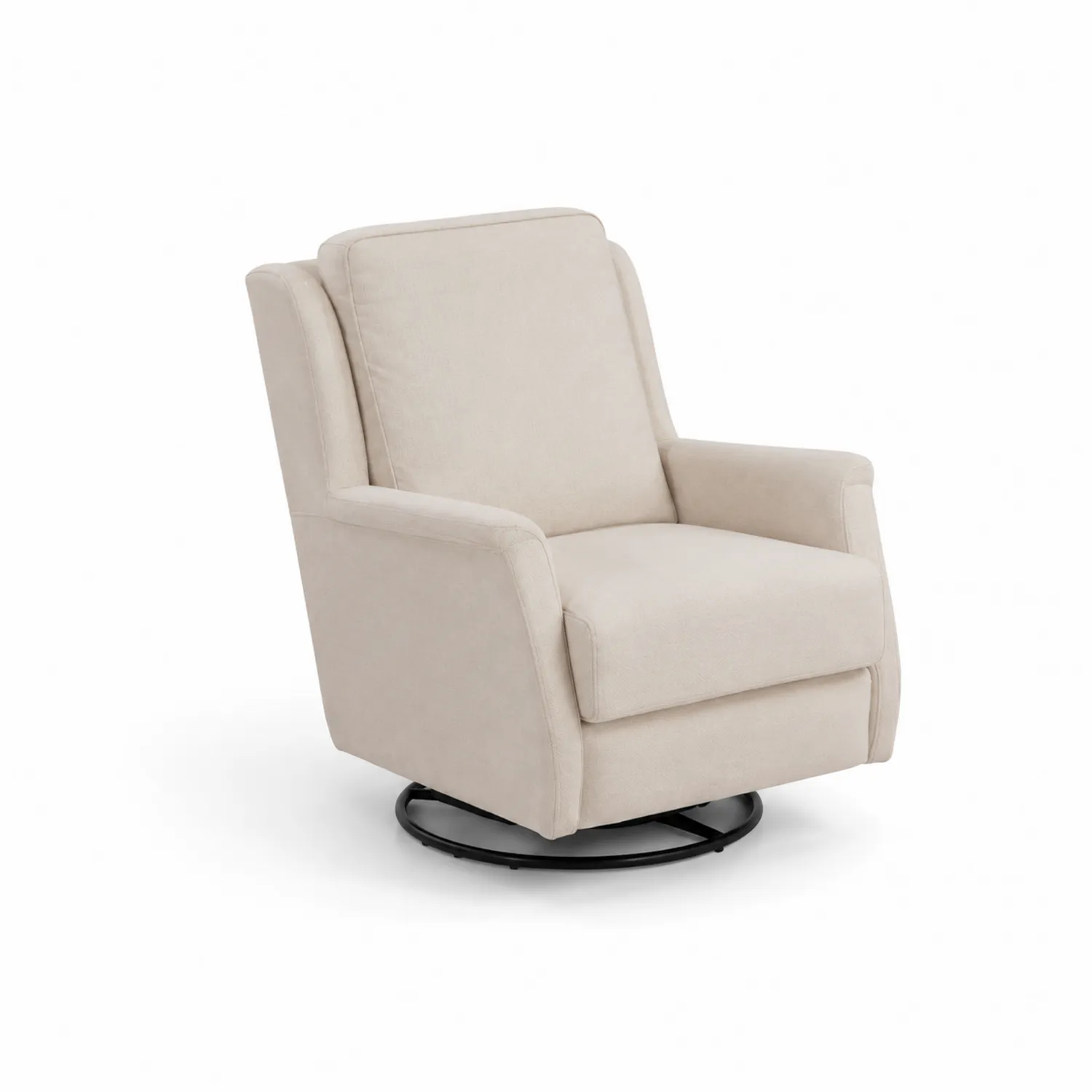 Fauteuil pivotant en tissu beige-Belcouratelier