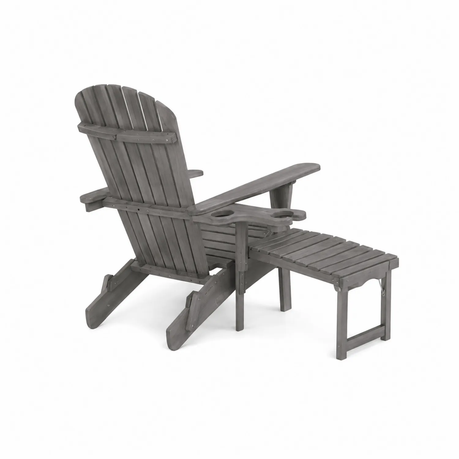 Chaise Adirondack en bois massif avec repose-pieds Gris-Belcouratelier