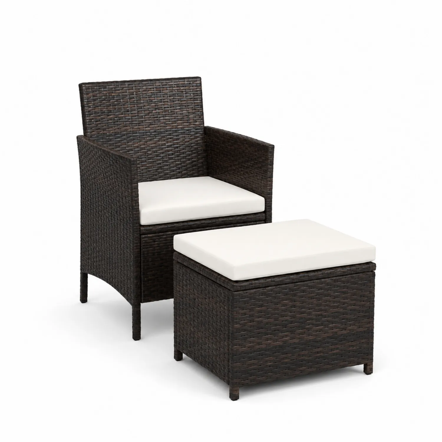 Fauteuil en résine tressée avec coussin crème-Belcouratelier