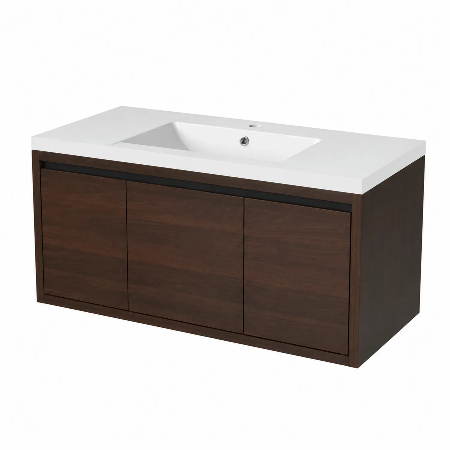 Meuble de salle de bain en bois et céramique 140 cm Marron-Belcouratelier