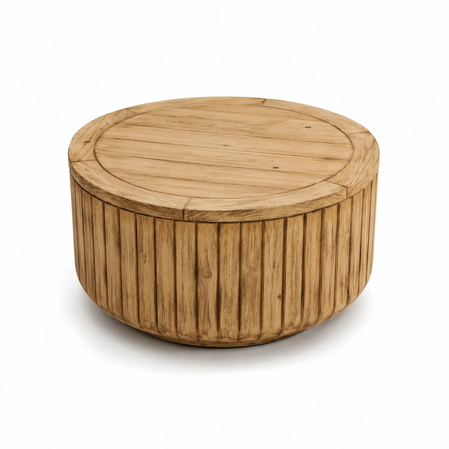 Table basse en bois de teck ronde 90 cm-Belcouratelier