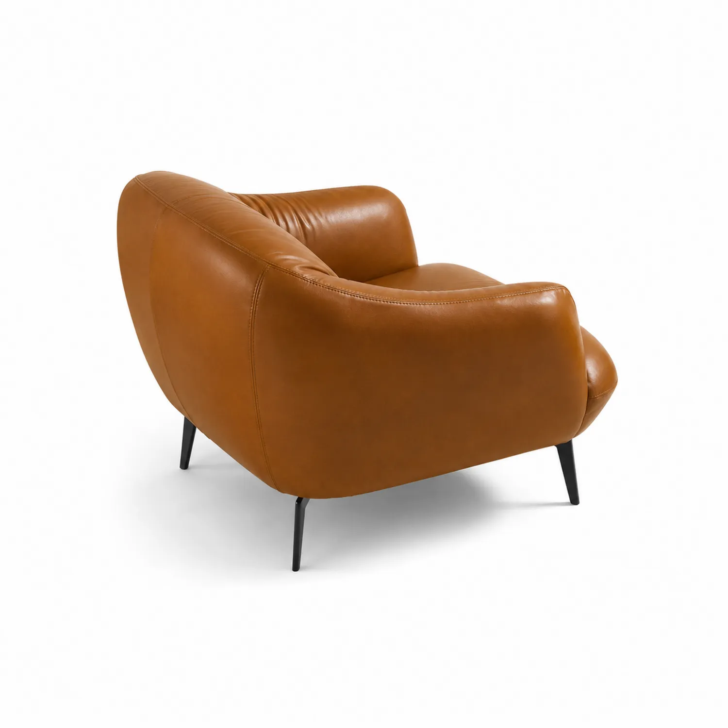 Fauteuil en cuir synthétique Camel avec pieds en métal-Belcouratelier