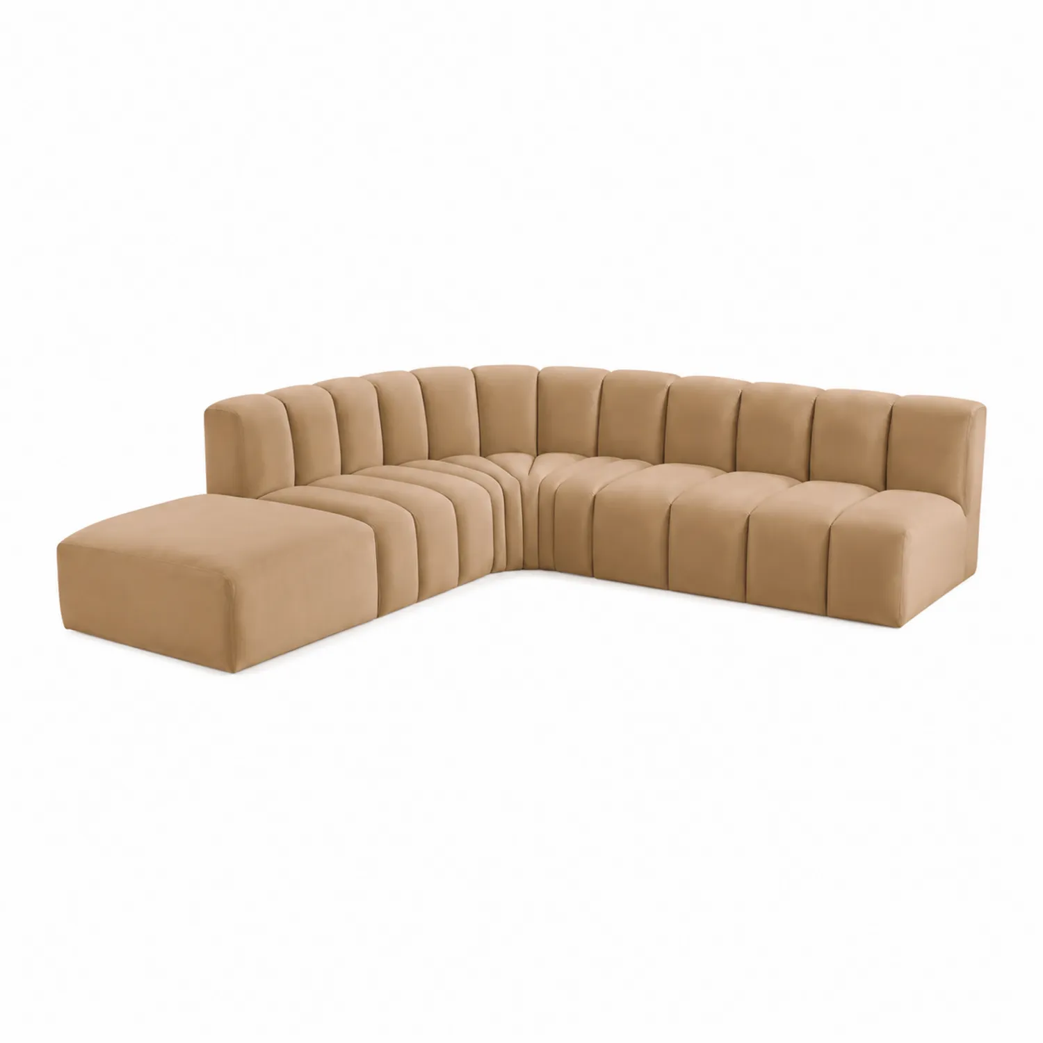Canapé d'angle modulaire en tissu beige-Belcouratelier
