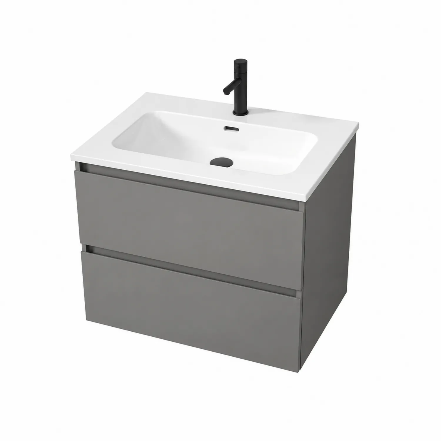Meuble Lavabo Suspendu en MDF Gris avec Vasque en Céramique-Belcouratelier