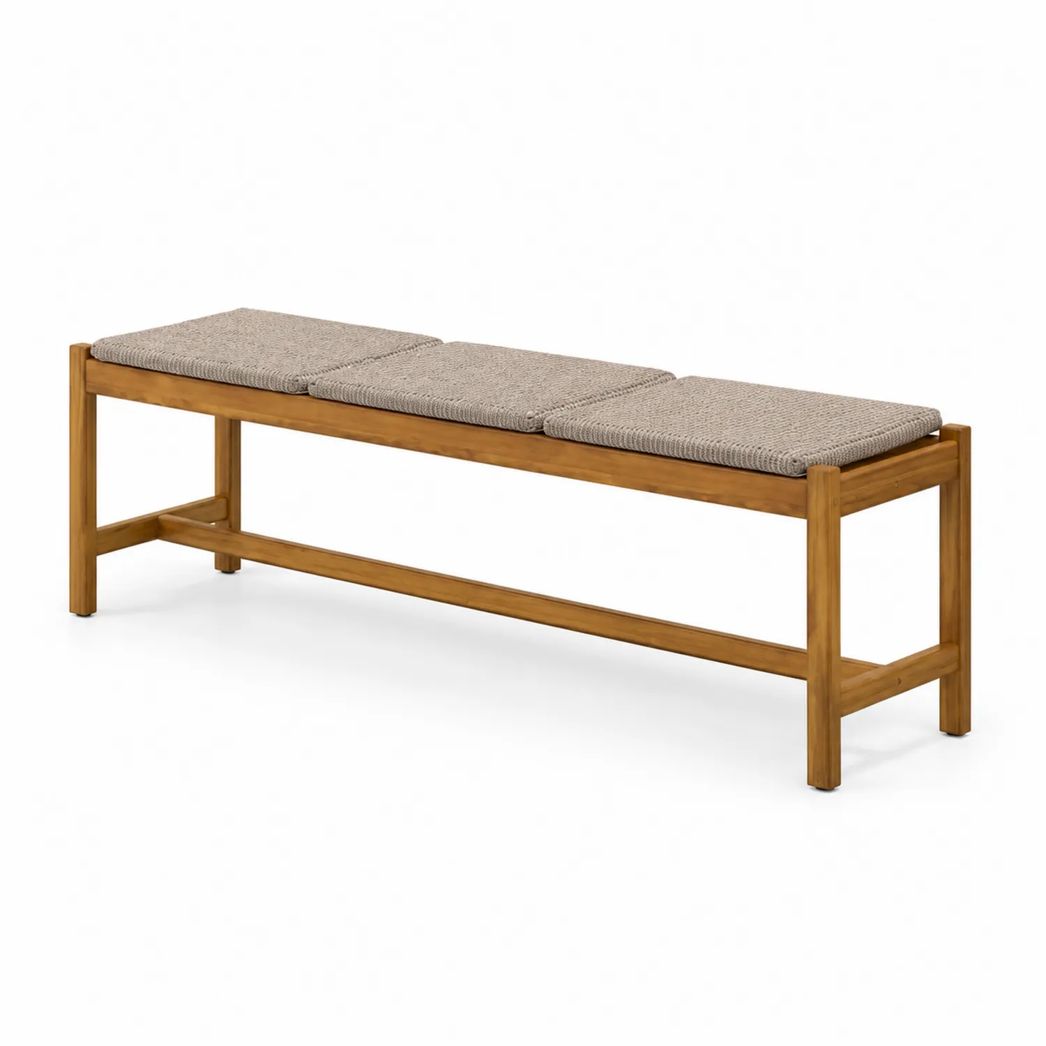 Banc en bois d'acacia avec coussins en polyester 150x40x45 cm-Belcouratelier