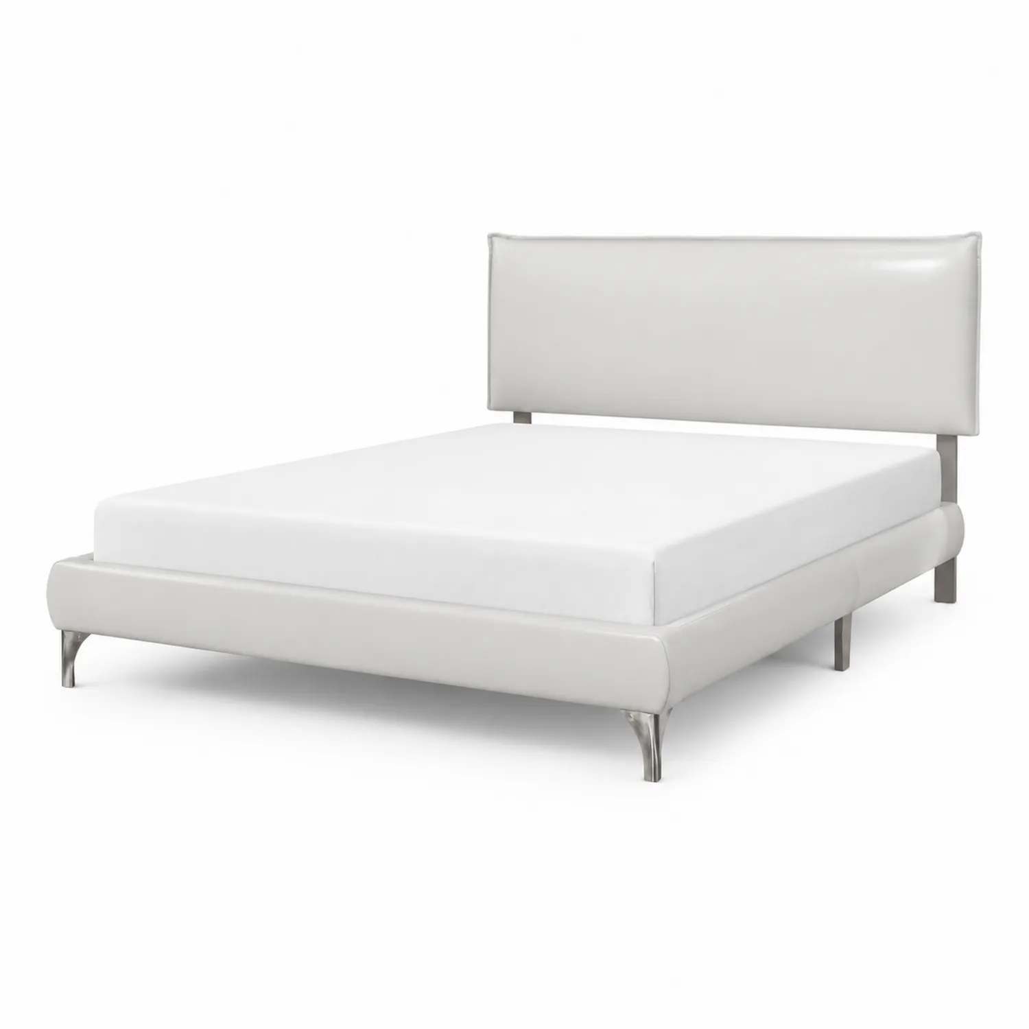 Lit double en cuir synthétique avec pieds en métal 200x160 cm-Belcouratelier