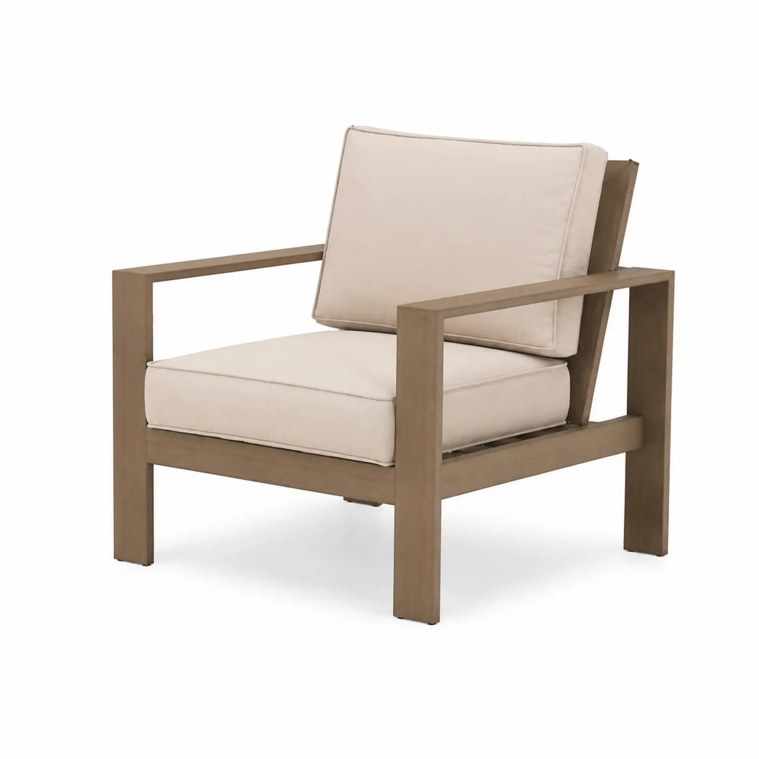 Fauteuil en bois avec coussins crème-Belcouratelier