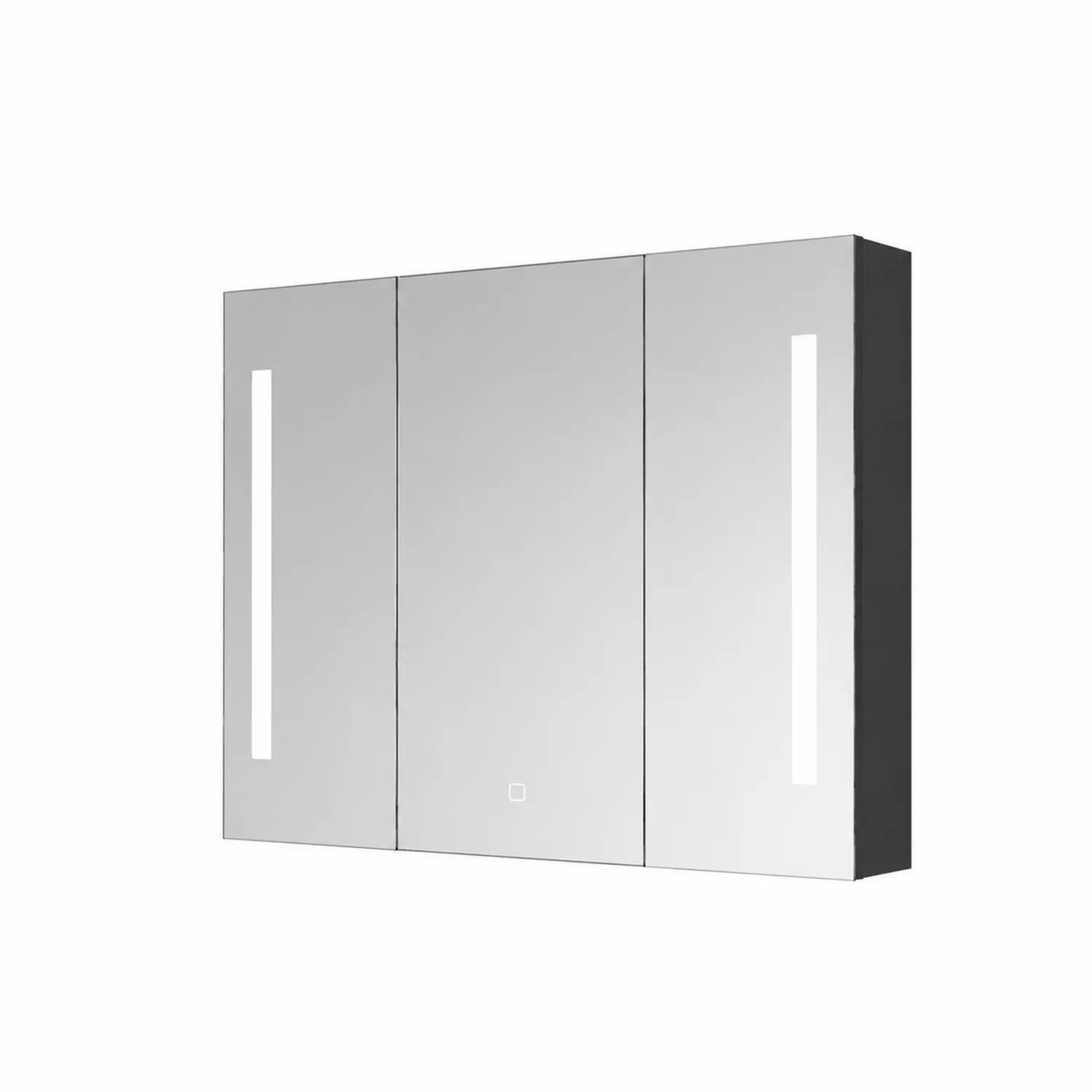 Armoire Miroir LED en Verre et Bois 80x60x15 cm Argent-Belcouratelier