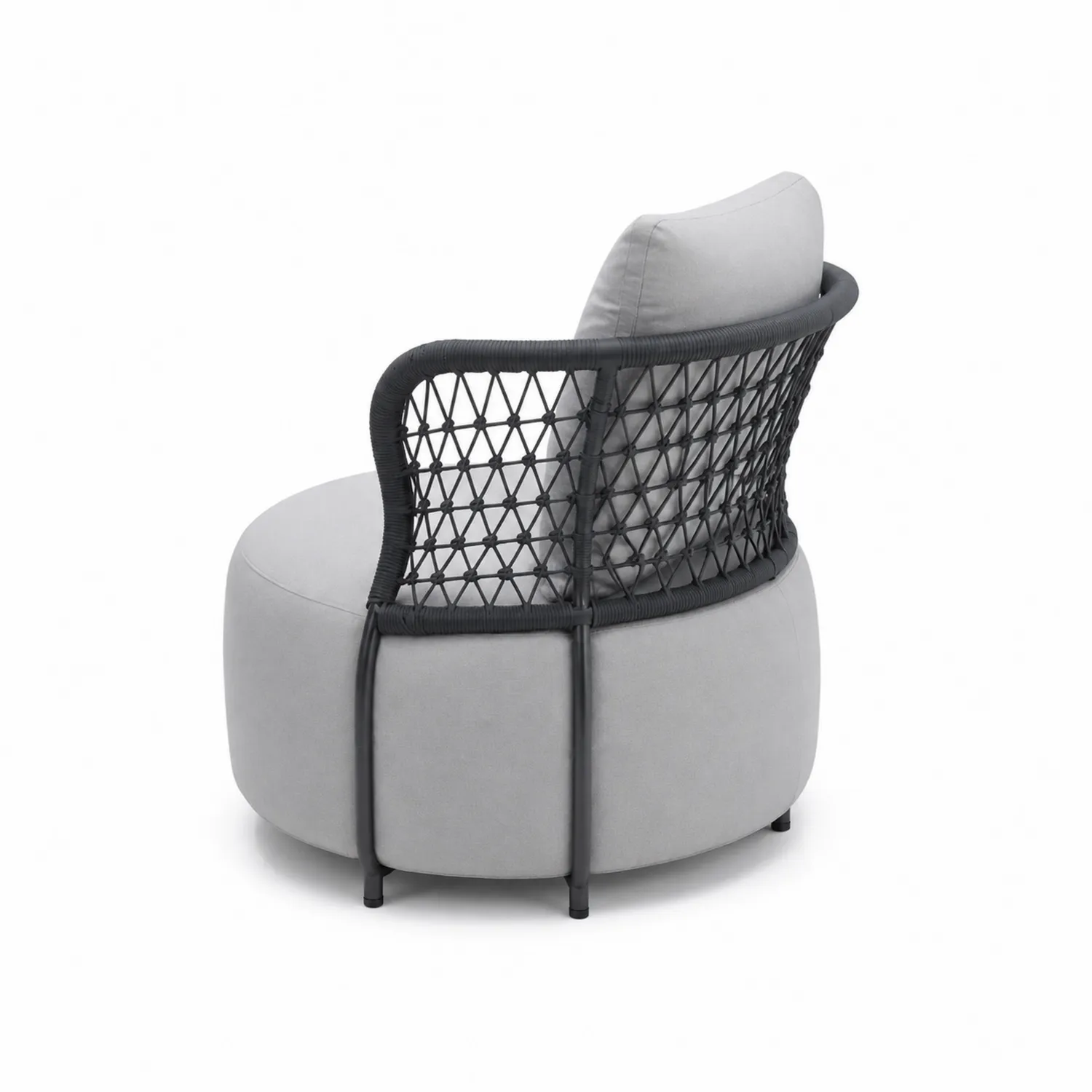 Fauteuil Club Extérieur en Aluminium et Tissu Gris-Belcouratelier